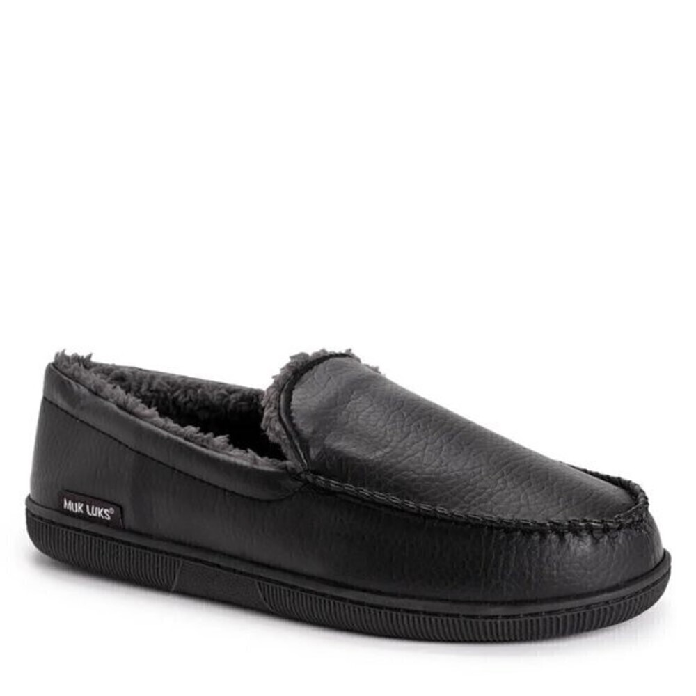 MUK LUKS Mens Moccasin Slippers Small Faux Fur Lined Cozy House Shoes